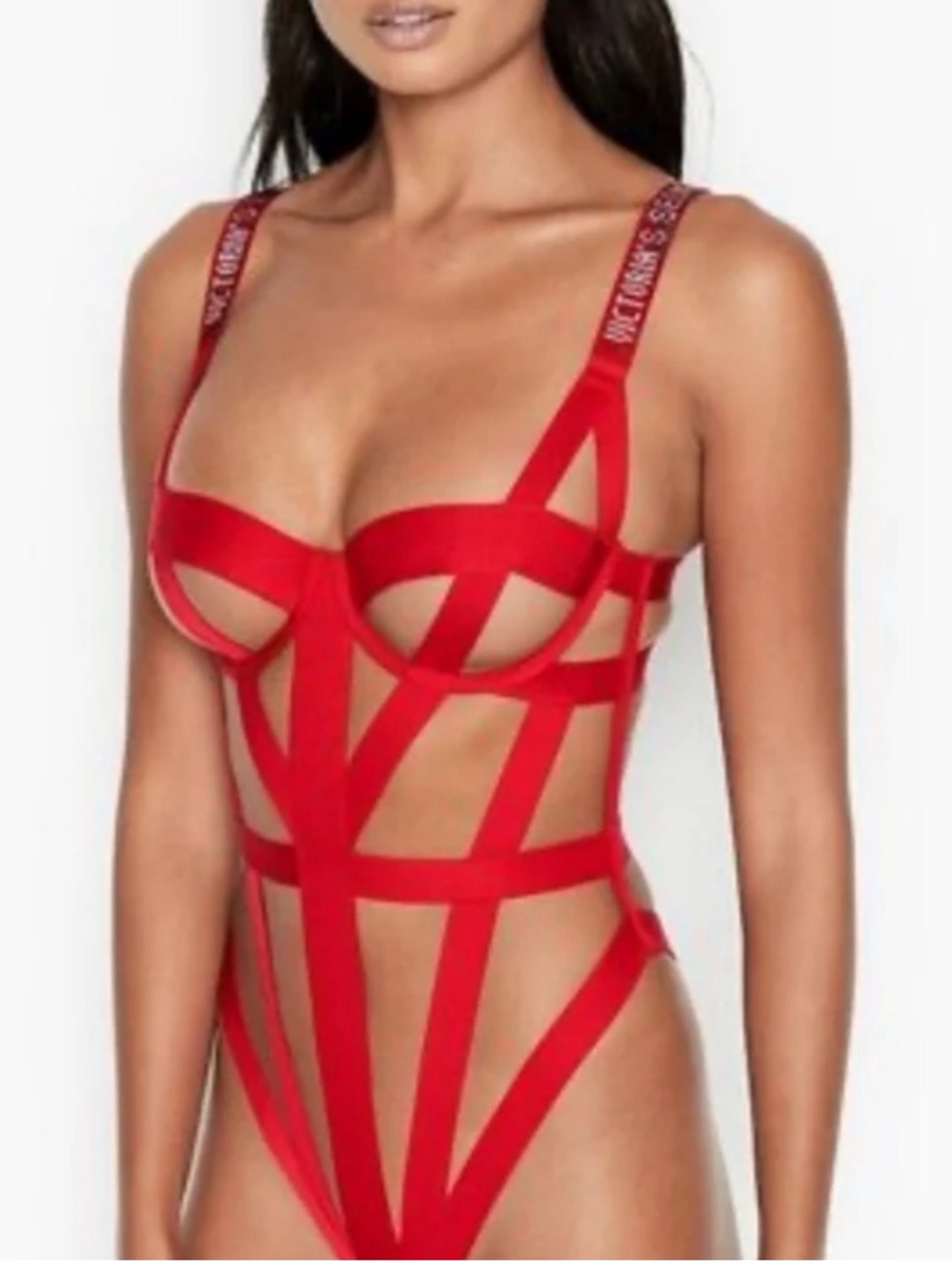 Victoria's Secret Red Strappy Cutout One-Piece Swimsuit